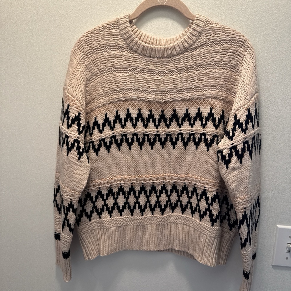 Skies Are Blue Cream and Black Knit Sweater